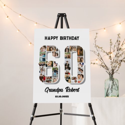 60th Birthday Anniversary Number 60 Photo Collage Foam Board