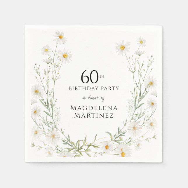 60th Birthday April Birth Month Flower Daisy Napkins (Front)