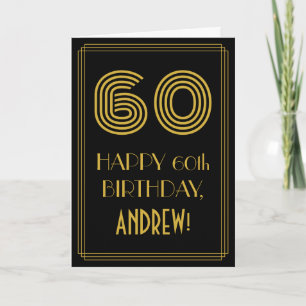 60th Birthday: Art Deco Inspired Look "60" & Name Card