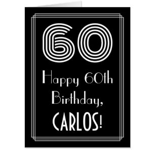 60th Birthday — Art Deco Inspired Look “60” + Name Card