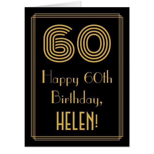 60th Birthday: Art Deco Inspired Look “60” + Name