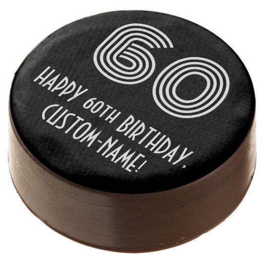 60th Birthday - Art Deco Inspired Look "60", Name Chocolate Covered Oreo (Angled)