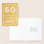 [ Thumbnail: 60th Birthday – Art Deco Inspired Look "60" + Name Foil Card ]