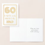 [ Thumbnail: 60th Birthday - Art Deco Inspired Look "60" & Name Foil Card ]