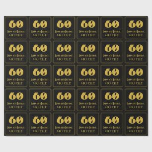 60th Birthday – Art Deco Inspired Look "60" & Name Wrapping Paper