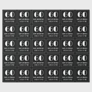 60th Birthday - Art Deco Inspired Look "60", Name Wrapping Paper
