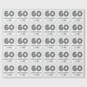60th Birthday: Art Deco Inspired Style "60" + Name Wrapping Paper