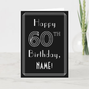 60th Birthday: Art Deco Style # 60 & Custom Name Card