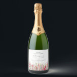 60th Birthday August Birth Flower Party Supplies  Sparkling Wine Label<br><div class="desc">Perfect table decor for an August birthday party. Pink gladiolus is the birth flower for that month. It forms a pretty watercolor bottom border on this floral personalized napkin. The birthday guest of honor's name, age and birthdate are placed above it using elegant calligraphy and typography. All text is editable....</div>