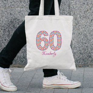 60th birthday bag modern 60 floral custom tote