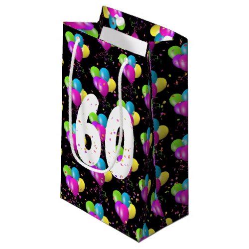 60th Birthday Balloons and Confetti Small Gift Bag