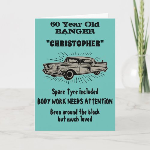 60th Birthday Banger Love Vintage Car Retro Style Card