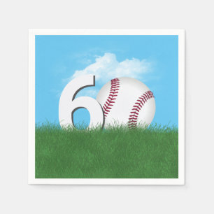 60th Birthday Baseball In Green Grass Napkins
