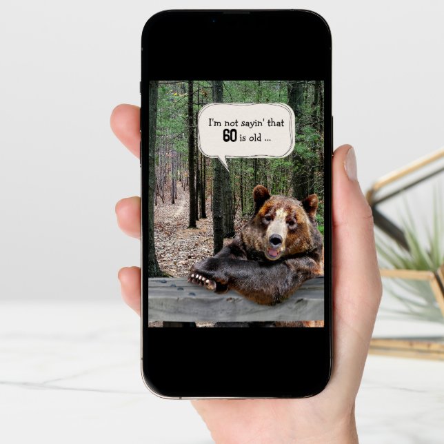 60th Birthday Bear In a Forest Card (Front Digital)