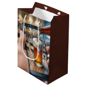 60th Birthday Beer On Smartphone Medium Gift Bag