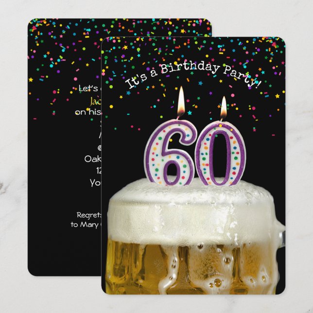 60th Birthday Beer Party Invitation (Front/Back)