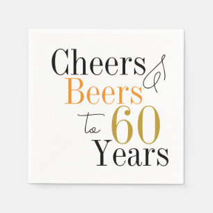 60th Birthday Beers and Cheers Minimal Party Napkins