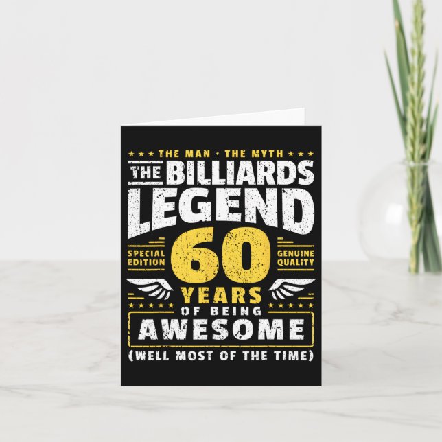 60th Birthday Billiards Player 60 Years Old Billia Card (Front)