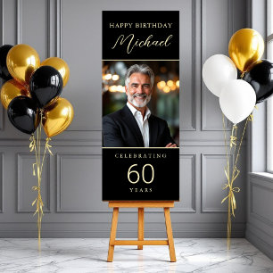 60th Birthday Black and Gold Script Photo Foam Board