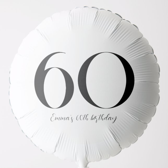 60th Birthday Black and White Balloon (Front)