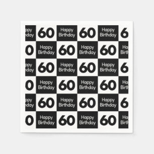 60th Birthday Black and White Checkerboard Design Napkins