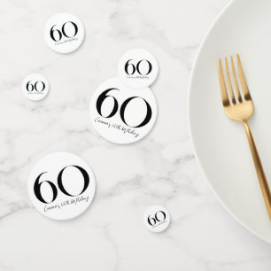 60th Birthday Black and White Confetti