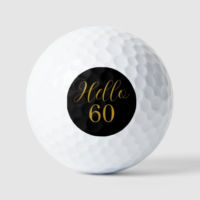 60th Birthday Black Gold Birthday Golf Balls (Front)