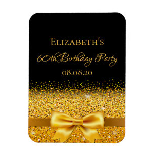 60th birthday black gold elegant save the date magnet