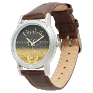 60th birthday black gold elegant woman watch