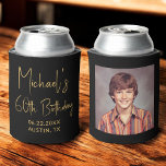 60th Birthday Black Gold Instagram Photo Can Cooler<br><div class="desc">Celebrate 60 wonderful years with this 60th Birthday Black and Gold Instagram Photo Can Cooler! Featuring a stylish black and gold design, this customizable can cooler lets you display your favorite Instagram-style photo, adding a personal touch to your celebration. Perfect for commemorating the big 6-0, it keeps drinks cold while...</div>