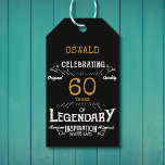 60th Birthday Black Gold  Legendary Vintage Gift Tags<br><div class="desc">A personalized elegant 60th birthday vintage gift label that is easy to customize for that special birthday party occasion.</div>
