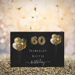 60th birthday black gold leopard animal birthday guest book<br><div class="desc">For an elegant 60th birthday.  A black background,  decorated with balloons. Number 60 is written with a trendy balloon style font,  leopard pattern.  Personalize and add a name and a date. The word birthday is written with a modern hand lettered style script with swashes.</div>