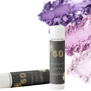 60th birthday black gold leopard animal party lip balm