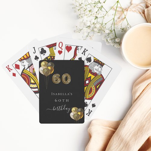 60th birthday black gold leopard animal playing cards