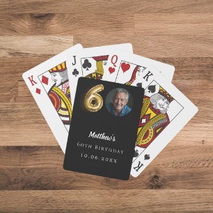 60th birthday black gold photo poker cards
