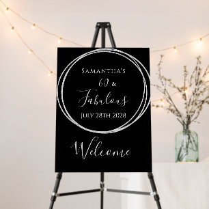 60th Birthday Black Silver Birthday Welcome Foam Board