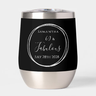 60th Birthday Black Silver Personalized Party Thermal Wine Tumbler