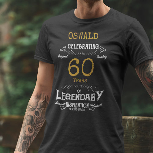 60th Birthday Black White Gold Mens T_Shirt