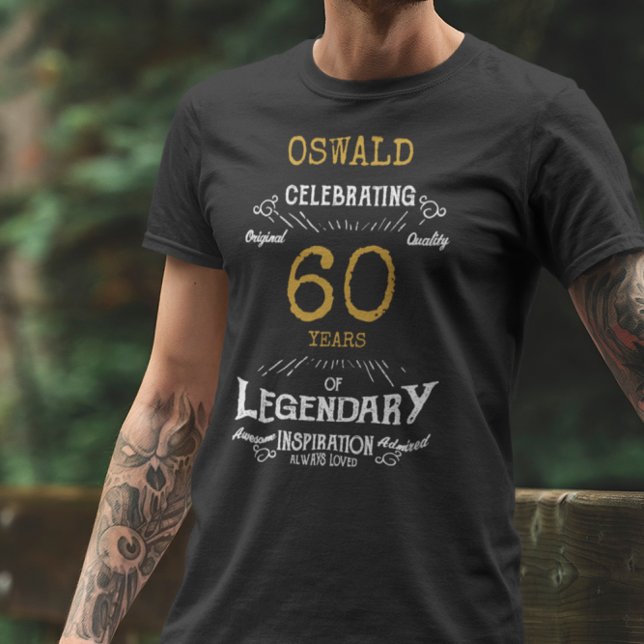 60th Birthday Black White Gold Mens T-Shirt (Creator Uploaded)