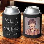 60th Birthday Black White Instagram Photo Can Cooler<br><div class="desc">Celebrate 60 years in style with this 60th Birthday Black and White Instagram Photo Can Cooler! Featuring a sleek black and white design, this customizable can cooler showcases your favorite Instagram-style photo, adding a personal and sophisticated touch to the celebration. Perfect for milestone birthday parties, it keeps drinks cold while...</div>
