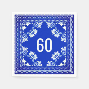 60th Birthday Blue Bandana Napkins
