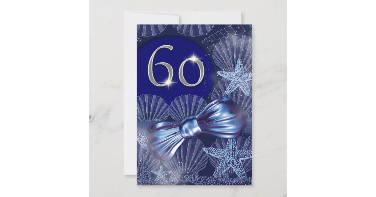 60th birthday blue beach theme invitation | Zazzle