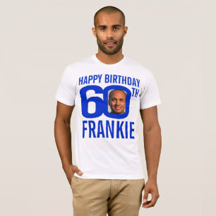 60th birthday blue custom name photo template T-Shirt