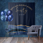 60th Birthday Blue Gold Agate Photo Backdrop<br><div class="desc">In today's world, no celebration is complete without a photo backdrop, especially a 60th birthday celebration. Make your loved one's day unforgettable by surprising them with a beautiful agate geode slice design backdrop with the message “Happy 60th Birthday”. You can even customize it with your own message, adding a touch...</div>