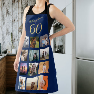 60th Birthday Blue Gold Apron