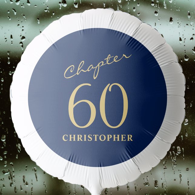 60th Birthday Blue Gold Balloon (Creator Uploaded)