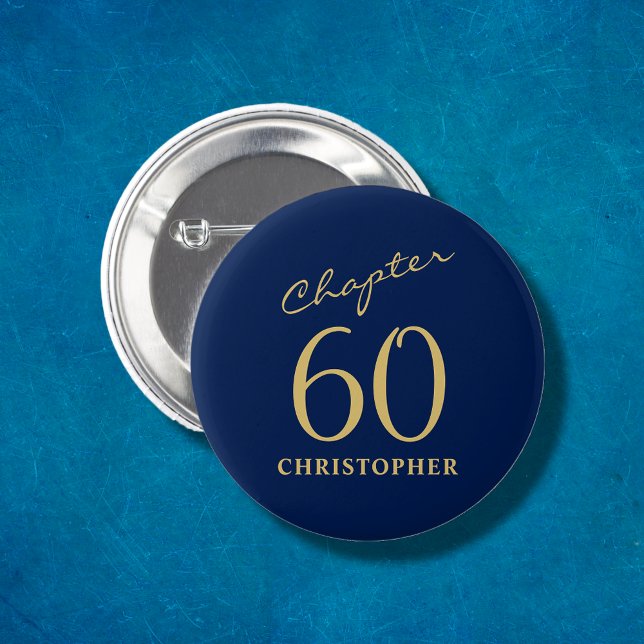 60th Birthday Blue Gold Button (Creator Uploaded)