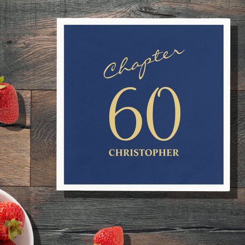 60th Birthday Blue Gold Chapter 60 Napkins
