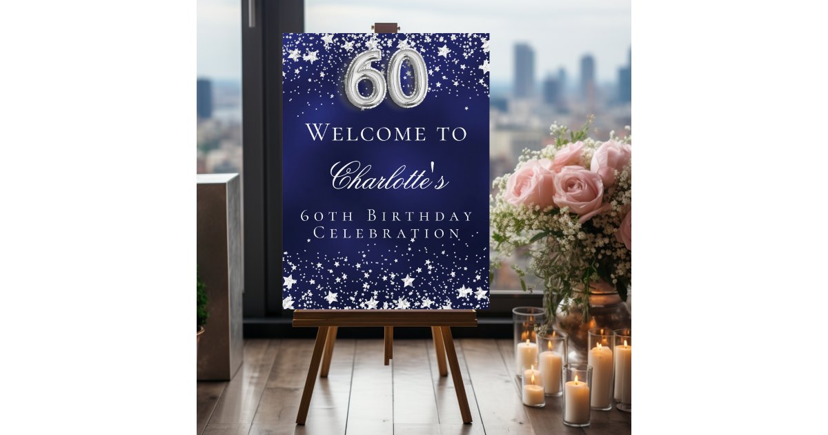 60th Birthday blue silver stars welcome party Foam Foam Board