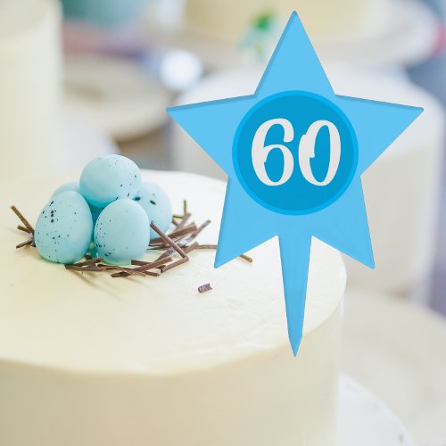 60th Birthday Blue Star Cake Topper